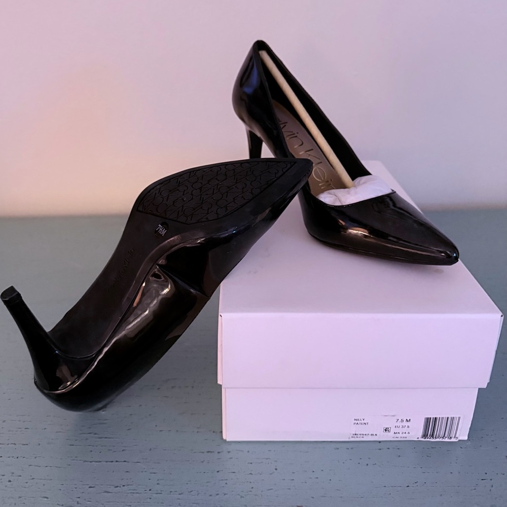 Calvin Klein Glossy Black Heels - Picture 2 of 3